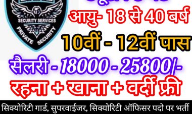 सिक्योरिटी सर्विस देने वाली कंपनी बाज़ प्राइवेट लिमिटेड में निकली अलग - अलग पदो पर बम्पर भर्ती